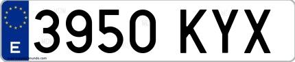 Ejemplo de matrícula española 3950 KYX