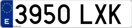 Ejemplo de matrícula española 3950 LXK