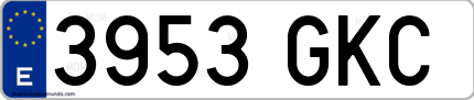 Ejemplo de matrícula de coche ordinaria 3953 GKC