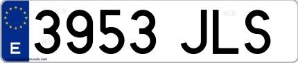 Ejemplo de matrícula española 3953 JLS