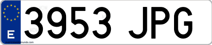Ejemplo de matrícula de coche ordinaria 3953 JPG