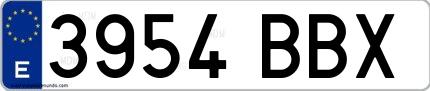 Ejemplo de matrícula española 3954 BBX