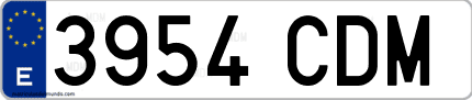 Ejemplo de matrícula de coche ordinaria 3954 CDM