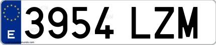 Ejemplo de matrícula española 3954 LZM
