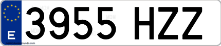 Ejemplo de matrícula de coche ordinaria 3955 HZZ