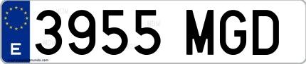 Ejemplo de matrícula española 3955 MGD