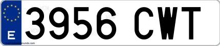 Ejemplo de matrícula española 3956 CWT