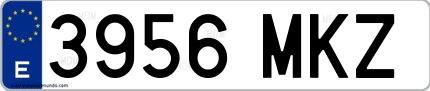 Ejemplo de matrícula española 3956 MKZ