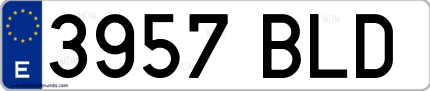 Ejemplo de matrícula de coche ordinaria 3957 BLD