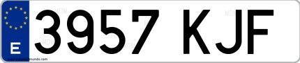 Ejemplo de matrícula española 3957 KJF