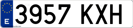 Ejemplo de matrícula de coche ordinaria 3957 KXH