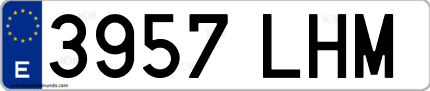 Ejemplo de matrícula de coche ordinaria 3957 LHM