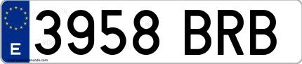 Ejemplo de matrícula española 3958 BRB