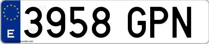 Ejemplo de matrícula española 3958 GPN