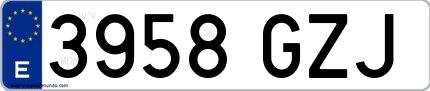 Ejemplo de matrícula española 3958 GZJ