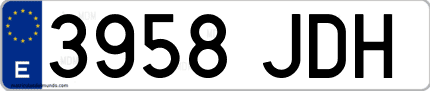 Ejemplo de matrícula de coche ordinaria 3958 JDH