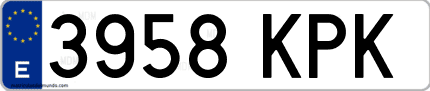 Ejemplo de matrícula de coche ordinaria 3958 KPK