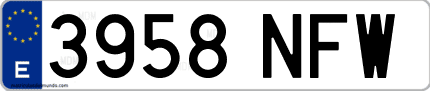 Ejemplo de matrícula de coche ordinaria 3958 NFW