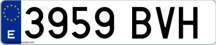 Ejemplo de matrícula española 3959 BVH