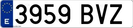 Ejemplo de matrícula española 3959 BVZ