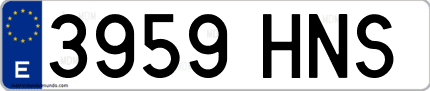 Ejemplo de matrícula de coche ordinaria 3959 HNS