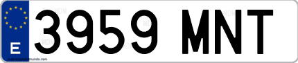 Ejemplo de matrícula de coche ordinaria 3959 MNT