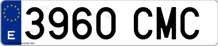 Ejemplo de matrícula española 3960 CMC