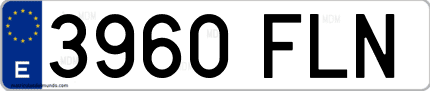 Ejemplo de matrícula de coche ordinaria 3960 FLN