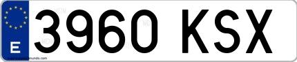 Ejemplo de matrícula española 3960 KSX