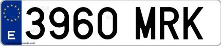 Ejemplo de matrícula española 3960 MRK