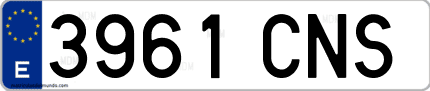 Ejemplo de matrícula de coche ordinaria 3961 CNS