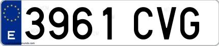 Ejemplo de matrícula española 3961 CVG