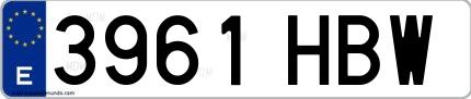 Ejemplo de matrícula española 3961 HBW