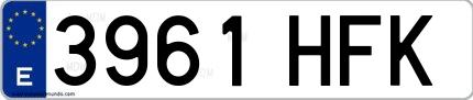 Ejemplo de matrícula española 3961 HFK