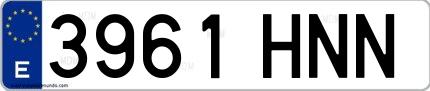Ejemplo de matrícula española 3961 HNN