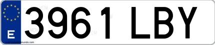 Ejemplo de matrícula española 3961 LBY