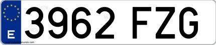 Ejemplo de matrícula española 3962 FZG