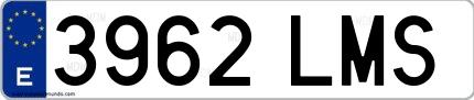 Ejemplo de matrícula española 3962 LMS
