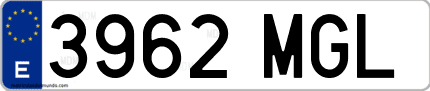 Ejemplo de matrícula de coche ordinaria 3962 MGL
