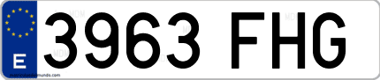 Ejemplo de matrícula de coche ordinaria 3963 FHG