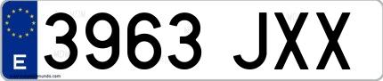 Ejemplo de matrícula española 3963 JXX