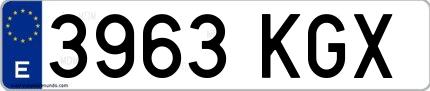 Ejemplo de matrícula española 3963 KGX