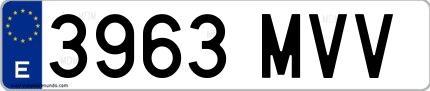 Ejemplo de matrícula española 3963 MVV