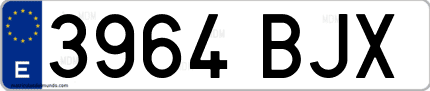 Ejemplo de matrícula de coche ordinaria 3964 BJX