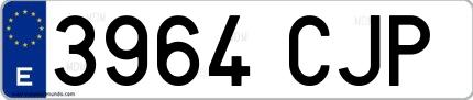 Ejemplo de matrícula española 3964 CJP
