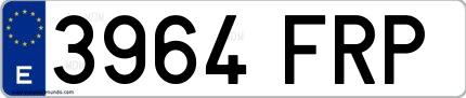 Ejemplo de matrícula española 3964 FRP