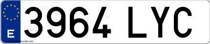 Ejemplo de matrícula española 3964 LYC