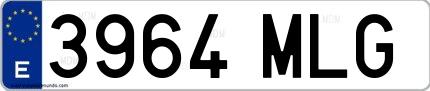 Ejemplo de matrícula española 3964 MLG