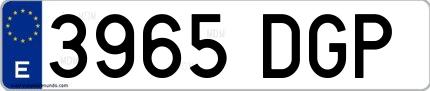 Ejemplo de matrícula española 3965 DGP