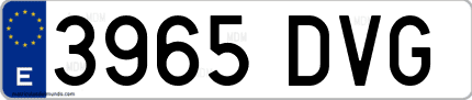 Ejemplo de matrícula de coche ordinaria 3965 DVG